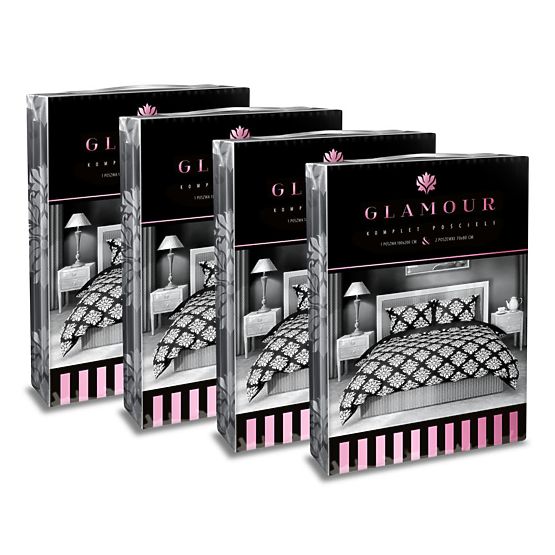 Bombažna posteljnina Glamour črno-bela 140x200cm + 70x90cm