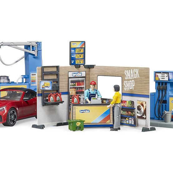 Bruder Bencinska črpalka z avtomobilom in 2 figurama