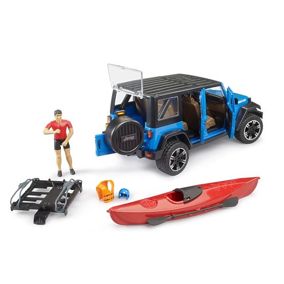Bruder Jeep Wrangler Rubicon s kajakom in figurico 1:16