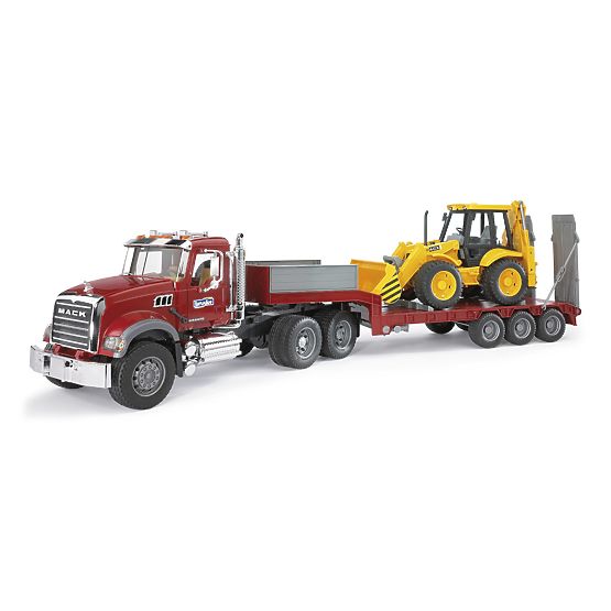 Bruder Tovornjak MACK Granit prikolica in traktor JCB