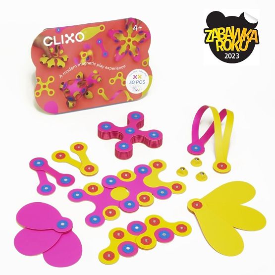 Clixo magnetne kocke Crew pack, Roza-Rumene