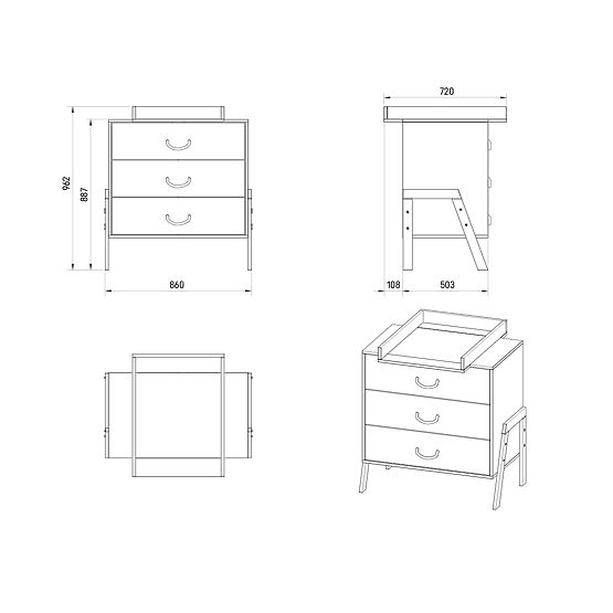 Komoda CONE - SCANDI s previjalno mizo