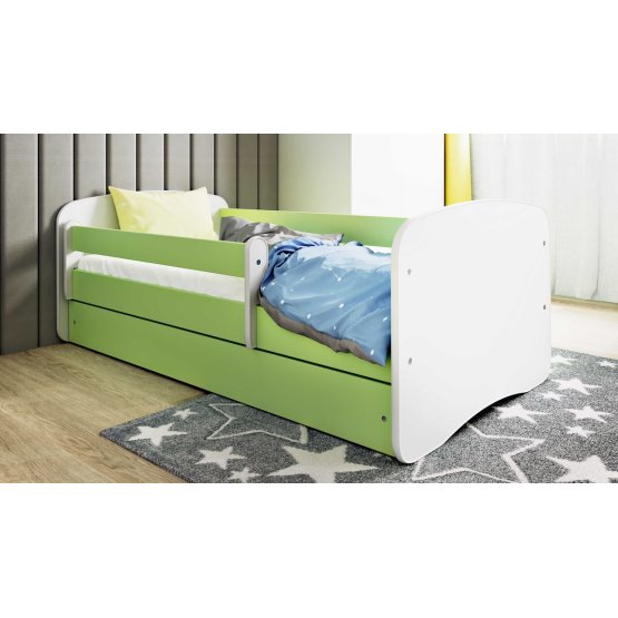 Otroška postelja z ograjo Ourbaby - zeleno-bela