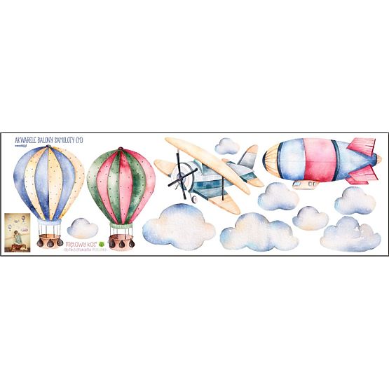 Dekorace na zeď Balóny a letadla