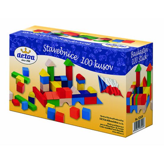 Detoa Lesena gradbena igrača kocke 100 kosov