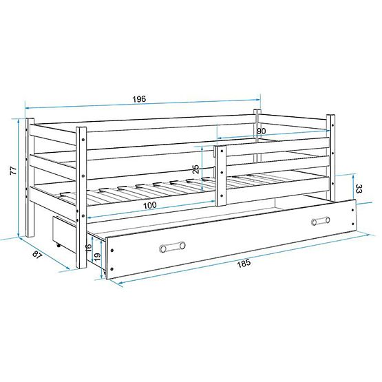 Dětská postel Erik - bílo-šedá