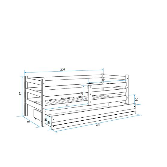 Dětská postel Erik - přírodní-bílá