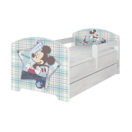 Dětská postel se zábranou - Mickey Mouse - dekor norská borovice