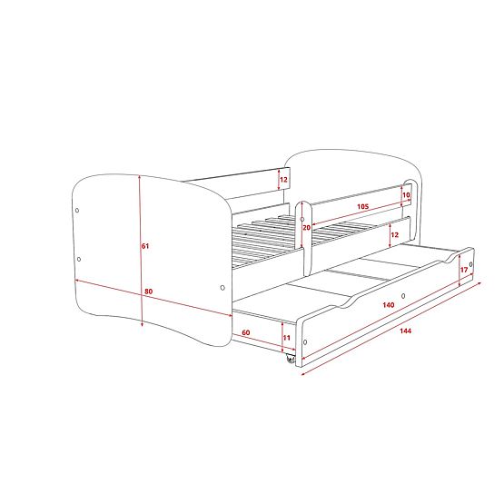 Dětská postel se zábranou Ourbaby - bukovo-bílá