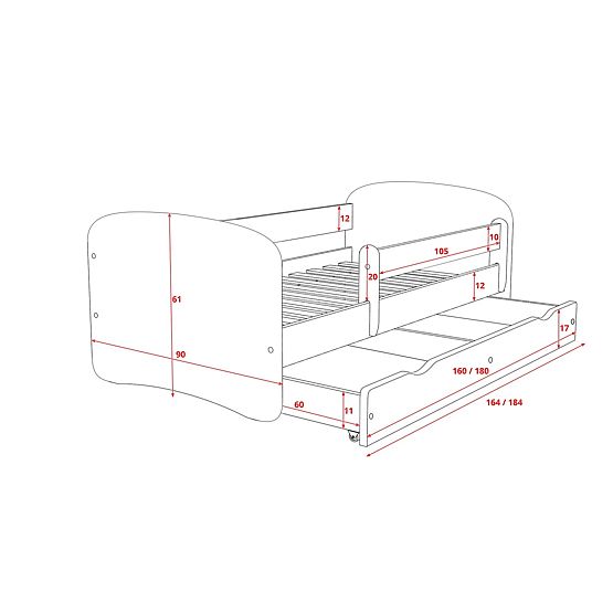 Dětská postel se zábranou Ourbaby - Medvídek - buk