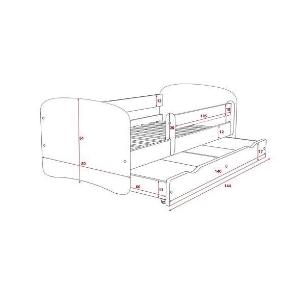  Dětská postel se zábranou - Superhrdinové - bílá