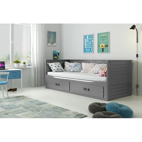 Dětská rozkládací postel HERMES se zády - šedá