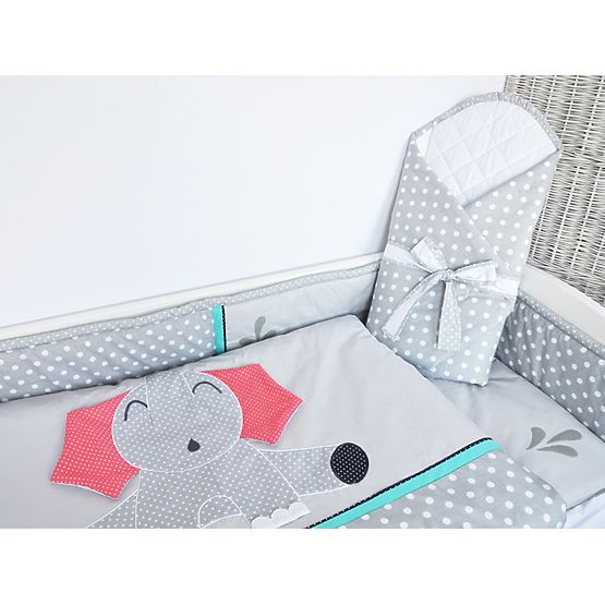 Dětské 3-dílné povlečení Sloník šedé