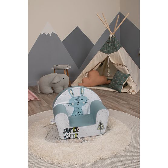 Otroški stol Zajíc - sivo-modro-bel