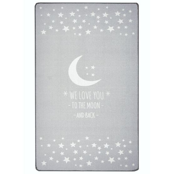 Dětský koberec LOVE YOU MOON stříbrná-šedá/bílá