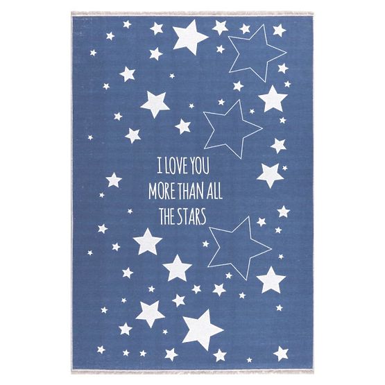 Dětský koberec LOVE YOU STARS  tm.modrá - bílá