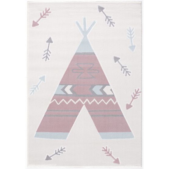 Dětský koberec Teepee - krémovo-růžový