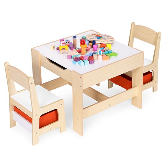 Otroški pohištveni set miza + 2 stoli s tablo ECOTOYS
