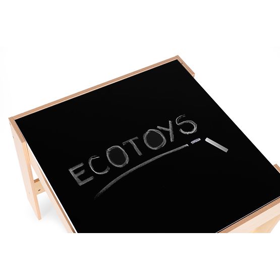 Otroški pohištveni set miza + 2 stoli s tablo ECOTOYS