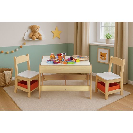 Otroški pohištveni set miza + 2 stoli s tablo ECOTOYS