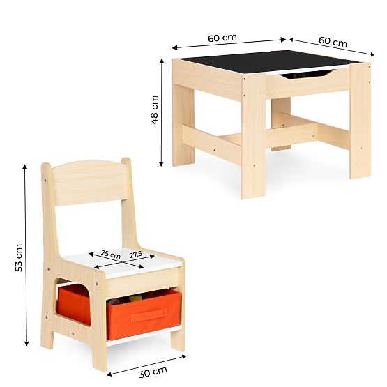 Otroški pohištveni set miza + 2 stoli s tablo ECOTOYS