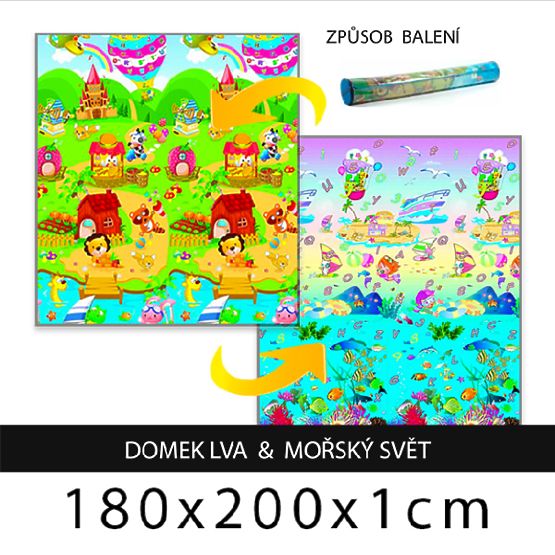 Dětský pěnový koberec domek lva + mořský svět