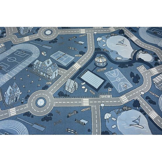 Dětský protiskluzový koberec Street - modrý