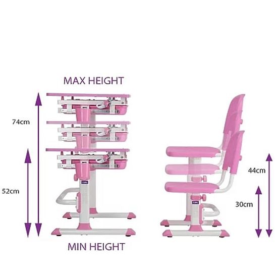 Dětský psací stůl + židle Cubby Lupin - růžový