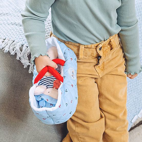 Doudou Jolijou Punčka v modri prenosni torbi 20 cm