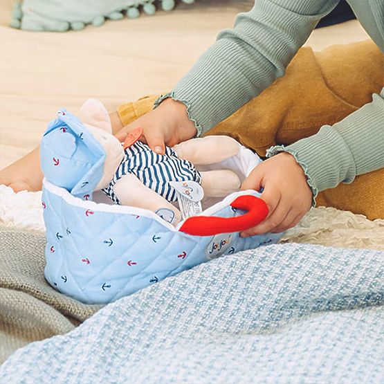 Doudou Jolijou Punčka v modri prenosni torbi 20 cm