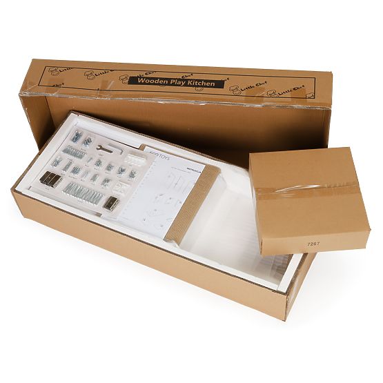 Velika lesena otroška kuhinja belo-zlata ECOTOYS