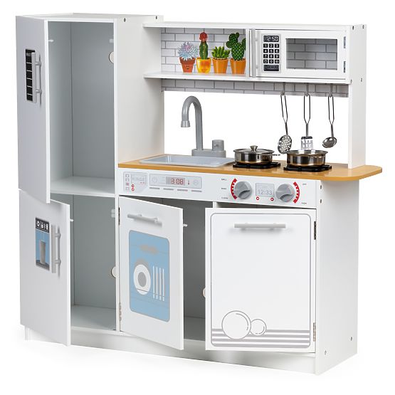 Lesena kuhinja za otroke LED lučka + lonci ECOTOYS