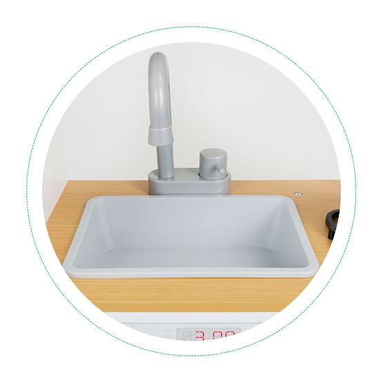 Lesena kuhinja za otroke LED lučka + lonci ECOTOYS