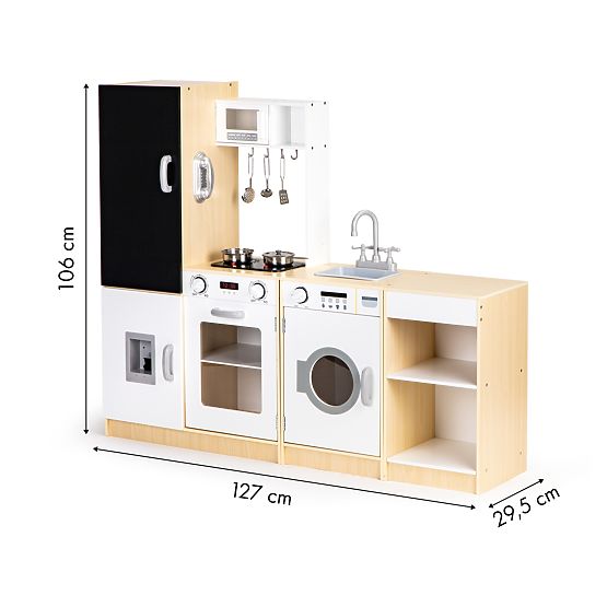 Lesena kuhinja za otroke samostojni segmenti XXL tabla + LED ECOTOYS