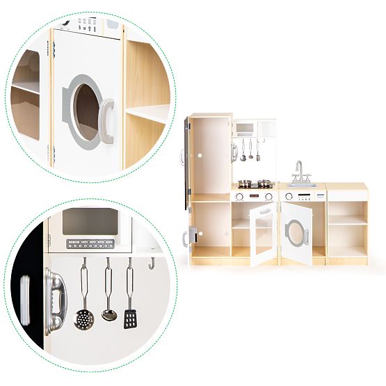 Lesena kuhinja za otroke samostojni segmenti XXL tabla + LED ECOTOYS