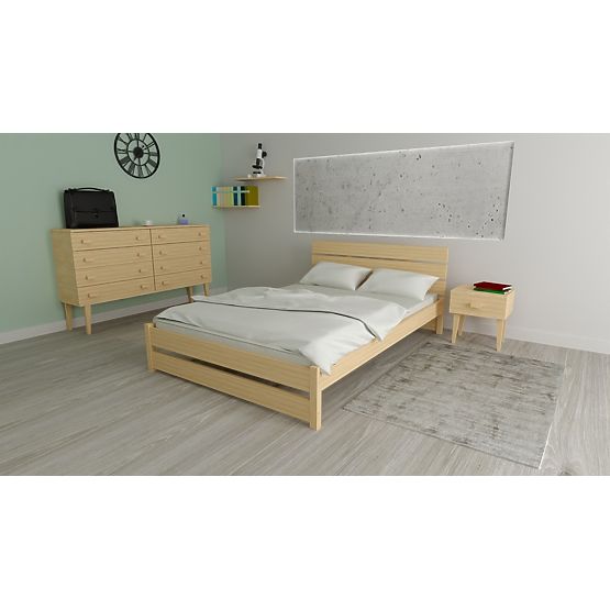 Lesena postelja Max 200 x 90 cm - borovnica