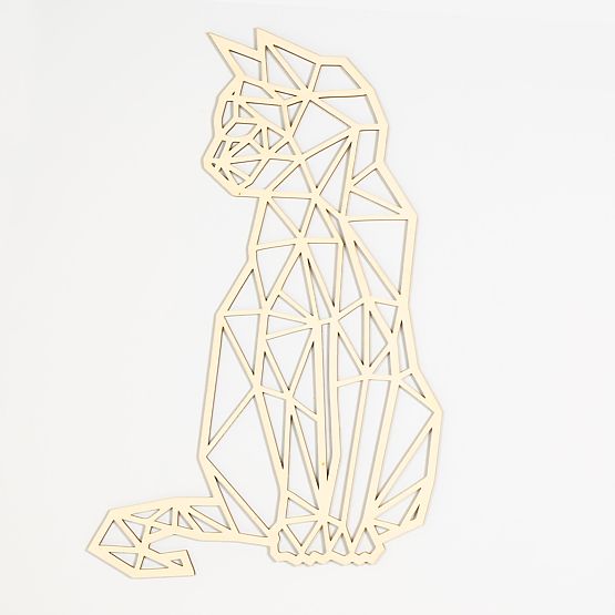 Lesena geometrijska slika - Mačka - različne barve Barva: naravni