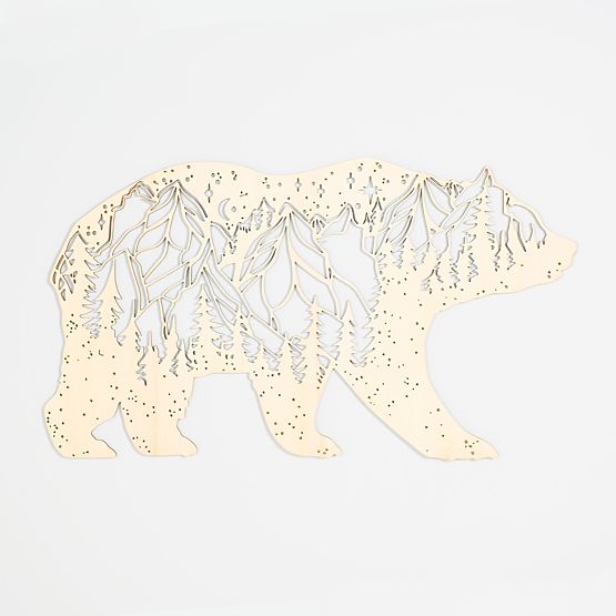 Lesena geometrijska slika - Medvedje gore - različne barve Barva: naravni