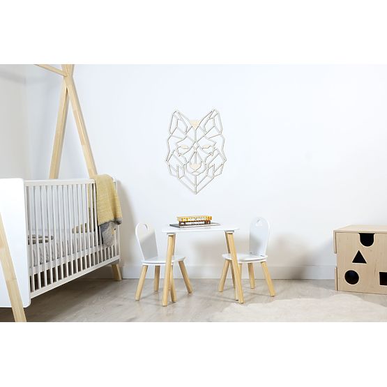 Lesena geometrijska slika - Volk - različne barve Barva: naravni