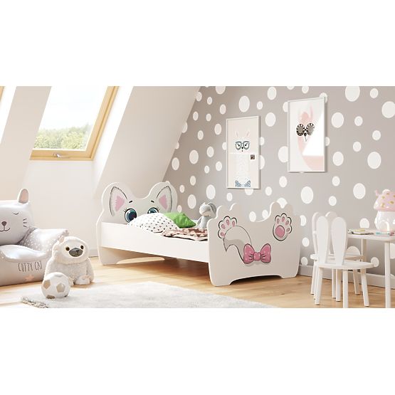 Enojna postelja Pink Cat 160x80 z vzmetnico