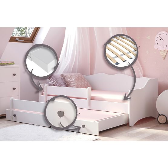 Francoska postelja EMMA s predalom in zaščito 160x80 siva ročaj