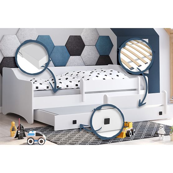 Francoska postelja ERYK s predalom in zaščitno ograjo 160x80 črna ročaj