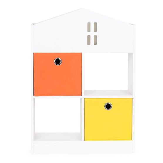 Hišna knjižnica s škatlami za shranjevanje