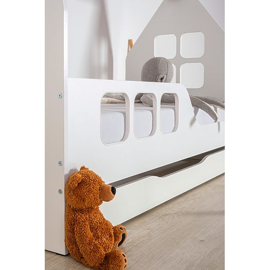 Postelja v obliki hiške Woody 160 x 80 cm - bela