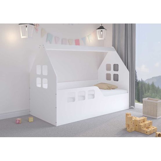 Postelja v obliki hiške Woody 160 x 80 cm - bela