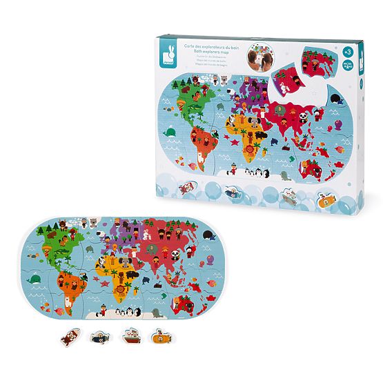 Janod Vodna igrača puzzle Zemljevid sveta 28 kos
