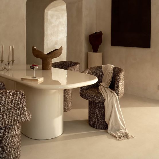 Jedilna miza Modesto 180 cm, svetlo bež, sijajna