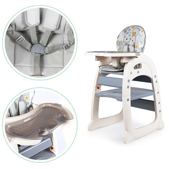 Jedilni stol Miška 2v1 - siva