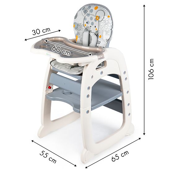 Jedilni stol Miška 2v1 - siva
