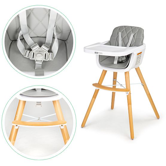 Jedilni stol Olivia 2v1 - siv